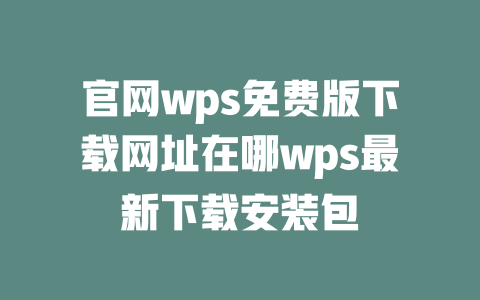 官网wps免费版下载网址在哪wps最新下载安装包 一